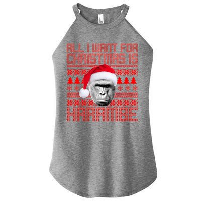 All I Want for Christmas is Harambe Ugly Sweater Design Women’s Perfect Tri Rocker Tank