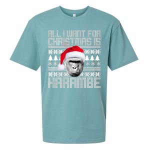 All I Want for Christmas is Harambe Ugly Sweater Design Sueded Cloud Jersey T-Shirt