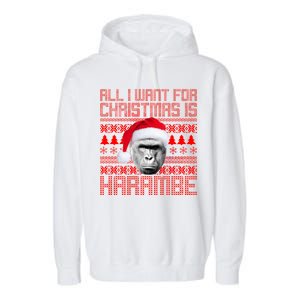 All I Want for Christmas is Harambe Ugly Sweater Design Garment-Dyed Fleece Hoodie