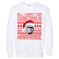All I Want for Christmas is Harambe Ugly Sweater Design Garment-Dyed Sweatshirt