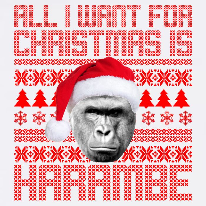All I Want for Christmas is Harambe Ugly Sweater Design Garment-Dyed Sweatshirt