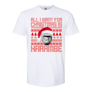 All I Want for Christmas is Harambe Ugly Sweater Design Softstyle CVC T-Shirt