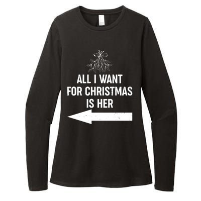 All I Want For Christmas Is Her Matching Couples Womens CVC Long Sleeve Shirt