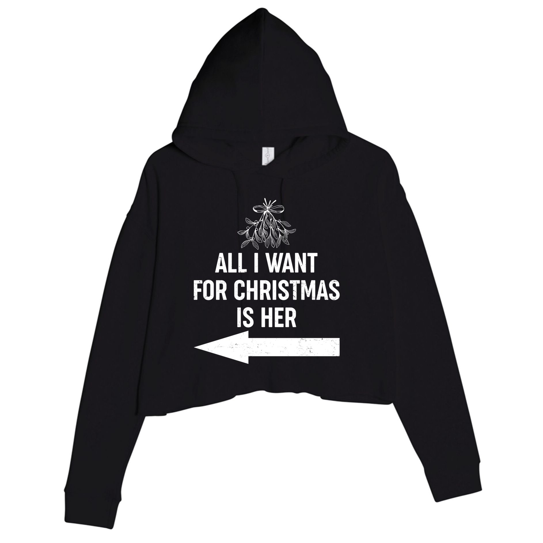 All I Want For Christmas Is Her Matching Couples Crop Fleece Hoodie