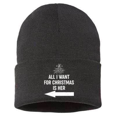 All I Want For Christmas Is Her Matching Couples Sustainable Knit Beanie