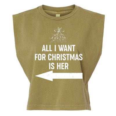 All I Want For Christmas Is Her Matching Couples Garment-Dyed Women's Muscle Tee