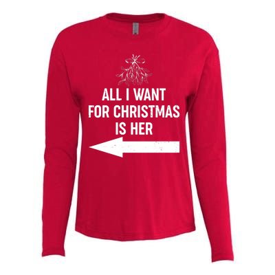 All I Want For Christmas Is Her Matching Couples Womens Cotton Relaxed Long Sleeve T-Shirt