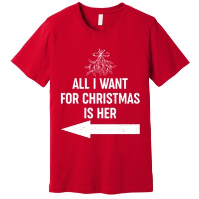All I Want For Christmas Is Her Matching Couples Premium T-Shirt