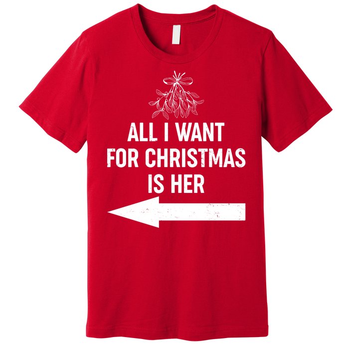 All I Want For Christmas Is Her Matching Couples Premium T-Shirt