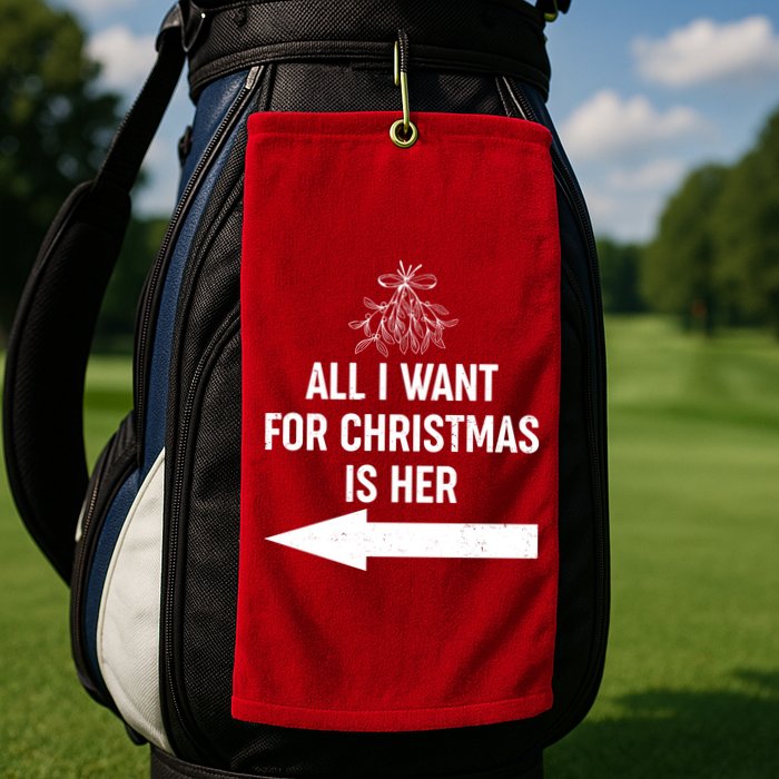 All I Want For Christmas Is Her Matching Couples Golf Towel