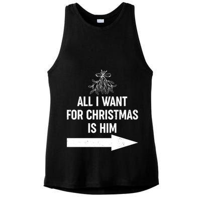 All I Want For Christmas Is Him Matching Couples Ladies PosiCharge Tri-Blend Wicking Tank