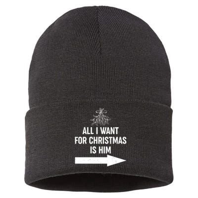 All I Want For Christmas Is Him Matching Couples Sustainable Knit Beanie