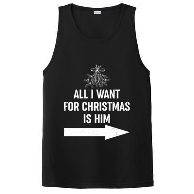 All I Want For Christmas Is Him Matching Couples PosiCharge Competitor Tank