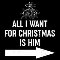 All I Want For Christmas Is Him Matching Couples Cropped Pullover Crew