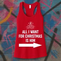 All I Want For Christmas Is Him Matching Couples Womens Tank Top