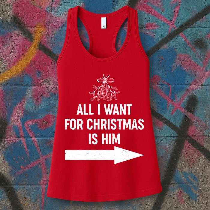 All I Want For Christmas Is Him Matching Couples Womens Tank Top