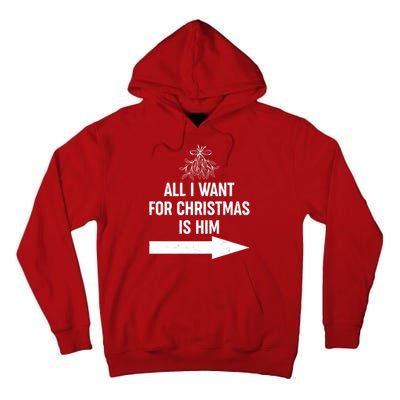 All I Want For Christmas Is Him Matching Couples Tall Hoodie