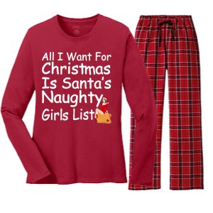 All I Want For Christmas Is Santa's Naughty Girls List Women's Long Sleeve Flannel Pajama Set 