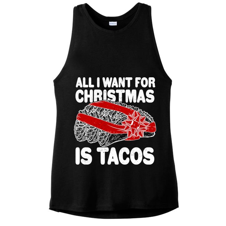 All I Want For Christmas Is Tacos Funny Ladies PosiCharge Tri-Blend Wicking Tank