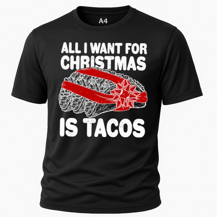 All I Want For Christmas Is Tacos Funny Cooling Performance Crew T-Shirt