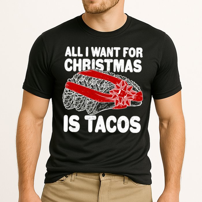 All I Want For Christmas Is Tacos Funny Cooling Performance Crew T-Shirt