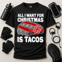 All I Want For Christmas Is Tacos Funny Cooling Performance Crew T-Shirt