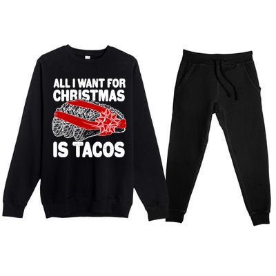 All I Want For Christmas Is Tacos Funny Premium Crewneck Sweatsuit Set