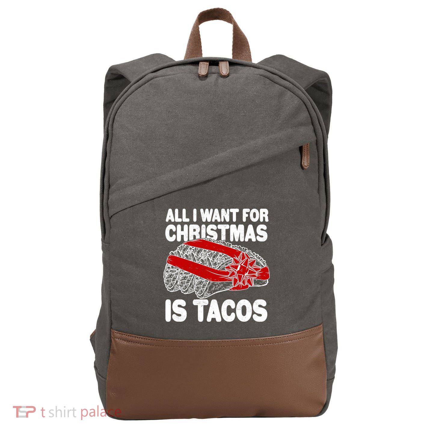 All I Want For Christmas Is Tacos Funny Cotton Canvas Backpack