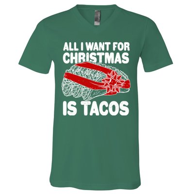 All I Want For Christmas Is Tacos Funny V-Neck T-Shirt