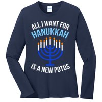 All I Want For Hanukkah Is A New Potus Ladies Long Sleeve Shirt