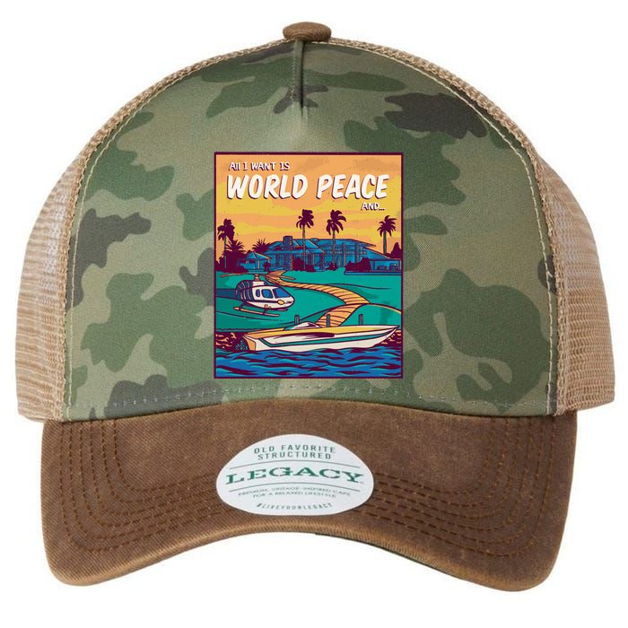 All I Want Is World Peace And Money Legacy Tie Dye Trucker Hat