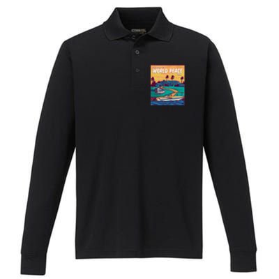 All I Want Is World Peace And Money Performance Long Sleeve Polo