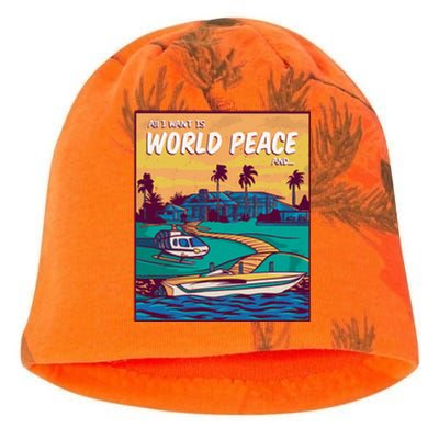 All I Want Is World Peace And Money Kati - Camo Knit Beanie