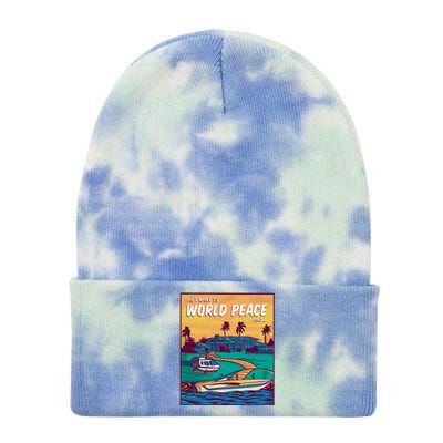 All I Want Is World Peace And Money Tie Dye 12in Knit Beanie