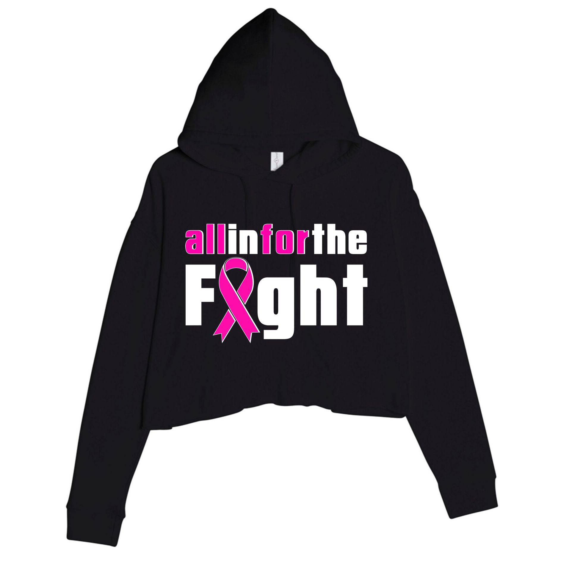 All In For The Fight Breast Cancer Awareness Crop Fleece Hoodie