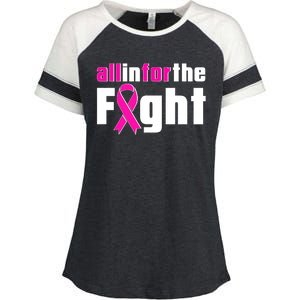 All In For The Fight Breast Cancer Awareness Enza Ladies Jersey Colorblock Tee