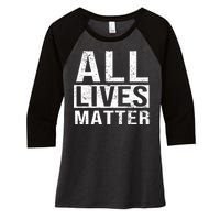 All Lives Matter Women's Tri-Blend 3/4-Sleeve Raglan Shirt