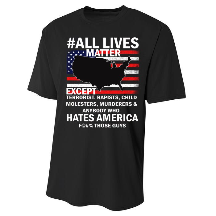 All Lives Matter Except Performance Sprint T-Shirt