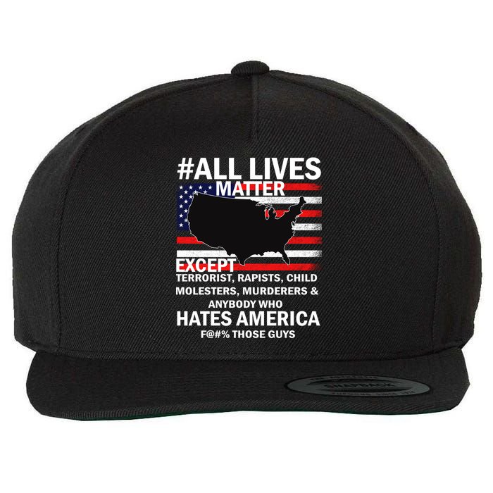 All Lives Matter Except Wool Snapback Cap