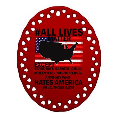 All Lives Matter Except Ceramic Oval Ornament