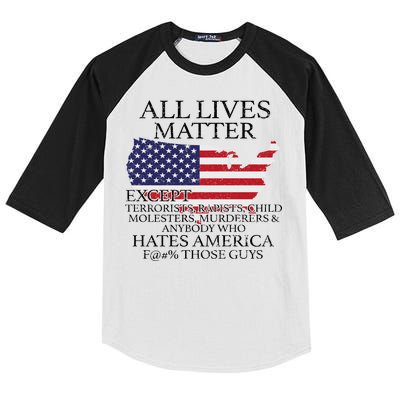 All Lives Matter EXCEPT Pro American Kids Colorblock Raglan Jersey