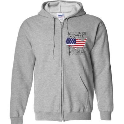 All Lives Matter EXCEPT Pro American Full Zip Hoodie