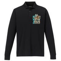 All Lives Matter Jesus Died For Us All Watercolor Performance Long Sleeve Polo