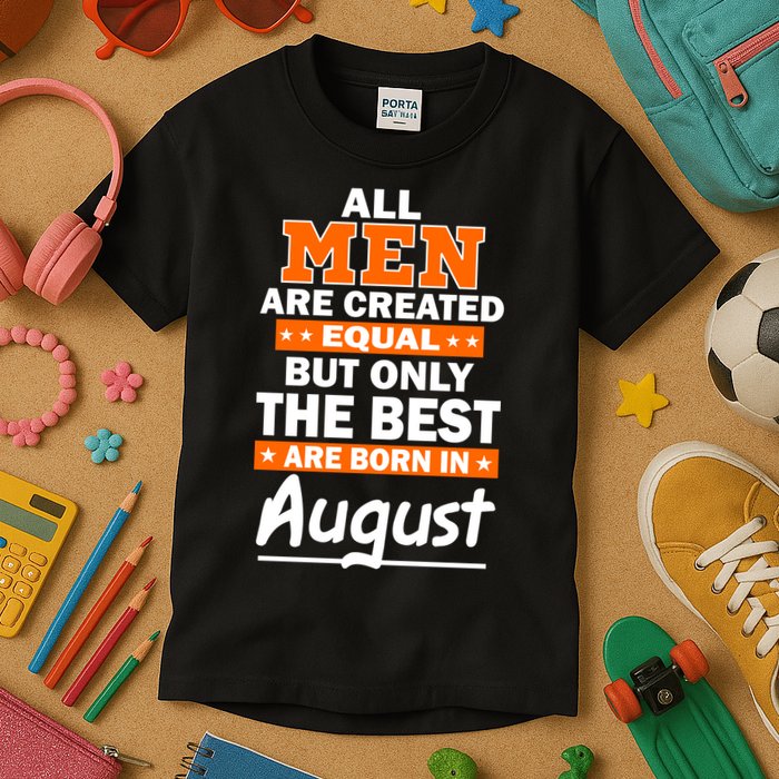 All Men Are Created Equal The Best Are Born In August Kids T-Shirt