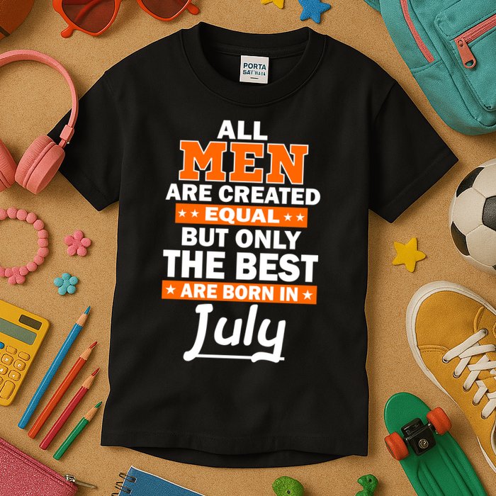 All Men Are Created Equal The Best Are Born In July Kids T-Shirt