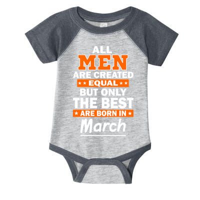 All Men Are Created Equal The Best Are Born In March Infant Baby Jersey Bodysuit