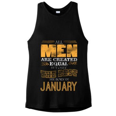 All Men Are Created Equally The Best Are Born In January Ladies PosiCharge Tri-Blend Wicking Tank