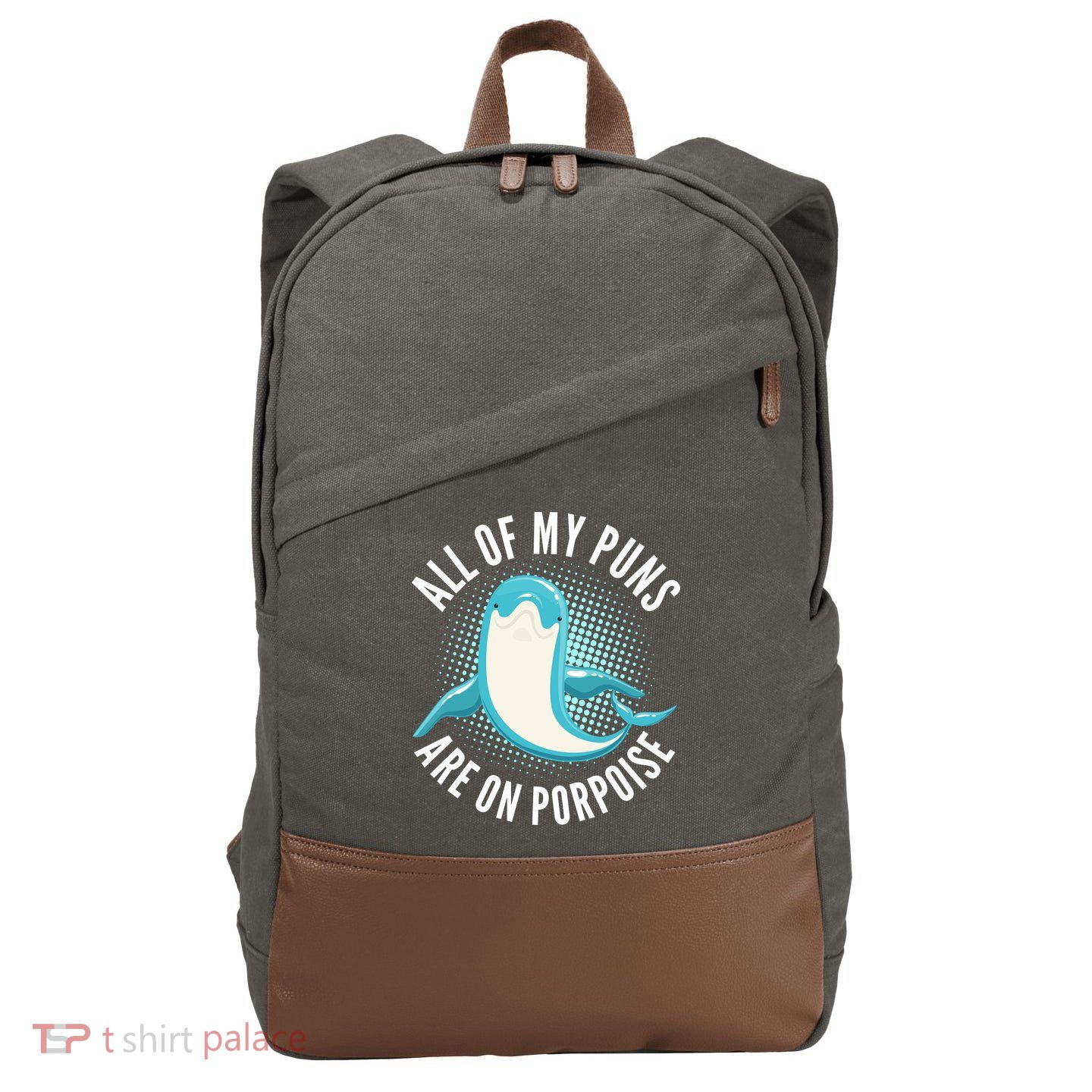 All Of My Puns Are On Porpoise Cotton Canvas Backpack