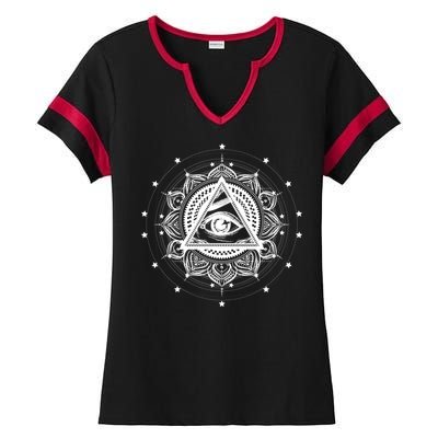 All Seeing Eye Hypnosis Psychic Ladies Halftime Notch Neck Tee