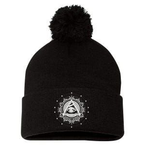 All Seeing Eye Hypnosis Psychic Pom Pom 12in Knit Beanie